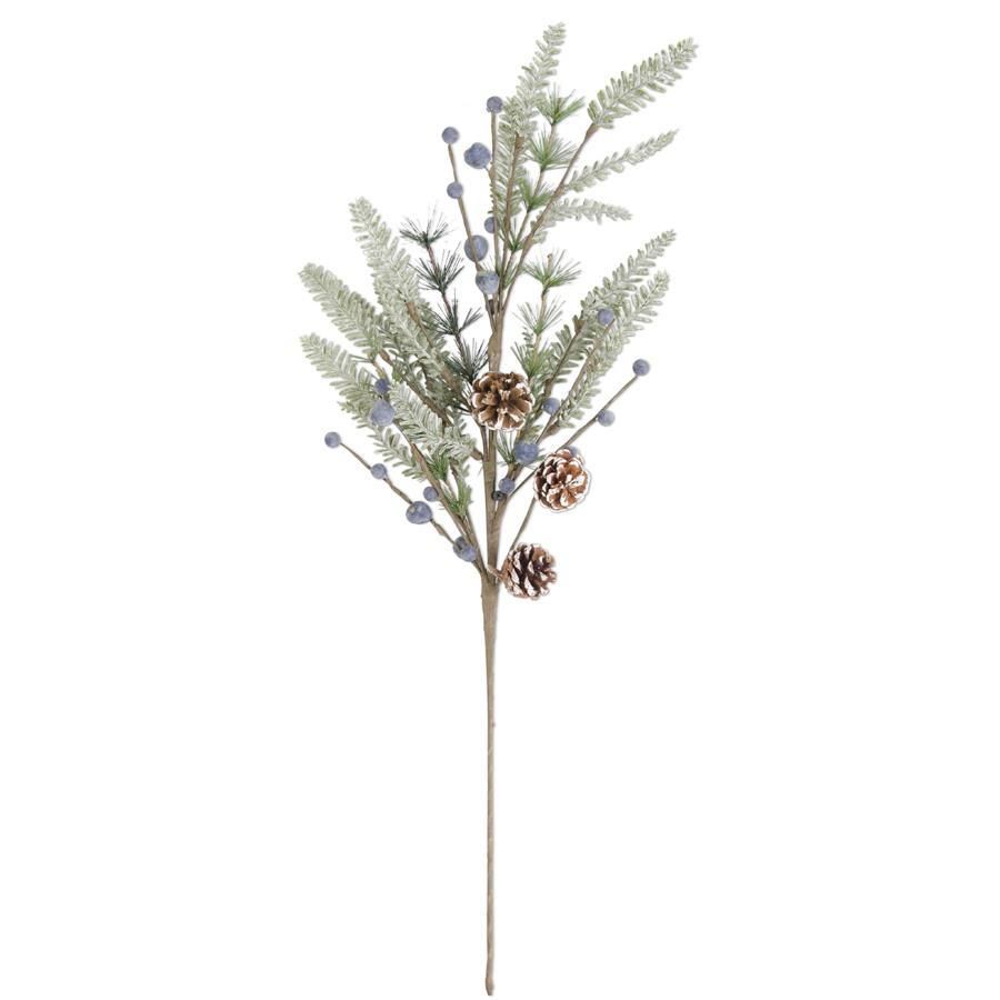 28 Inch Frosted Fir Pine Spray w/Pinecones and Blueberries  Item#: 54278A