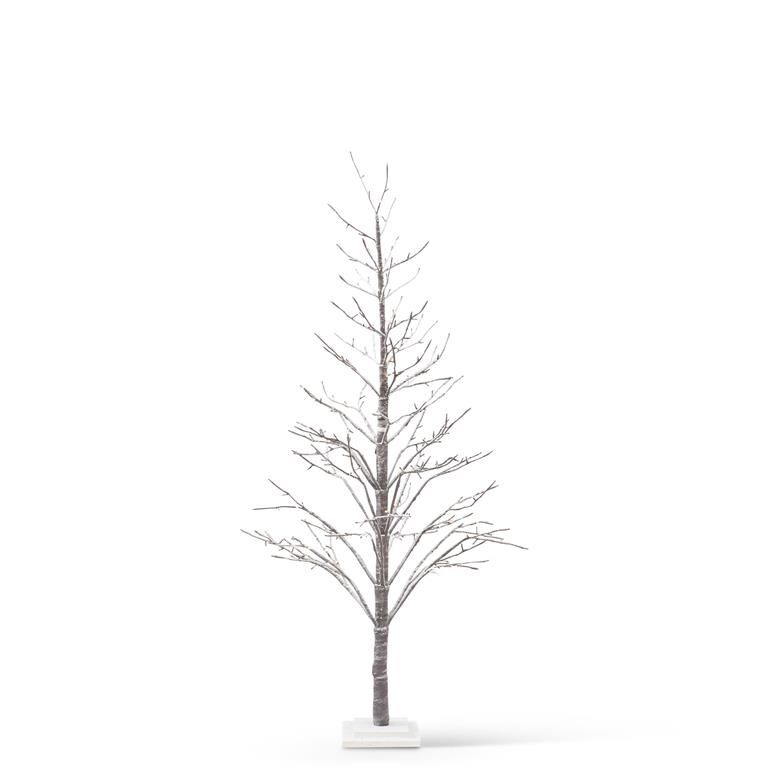 5.5 Foot Snowy Flocked LED Twig Tree