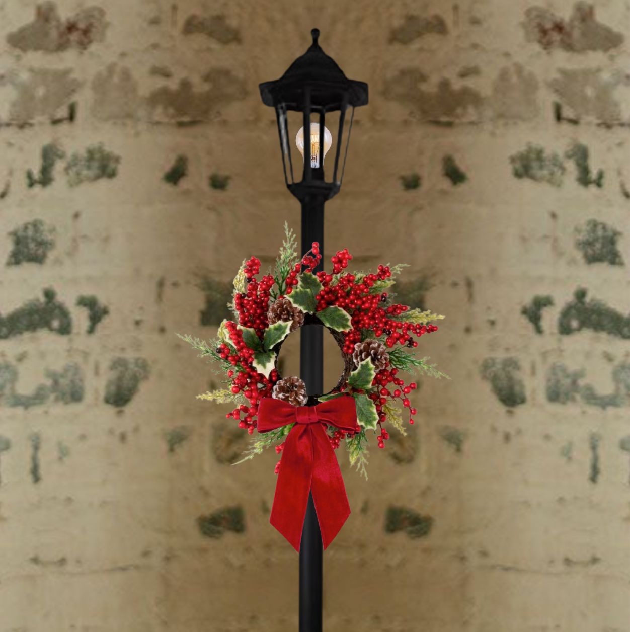Mini poste farol con foco y corona
