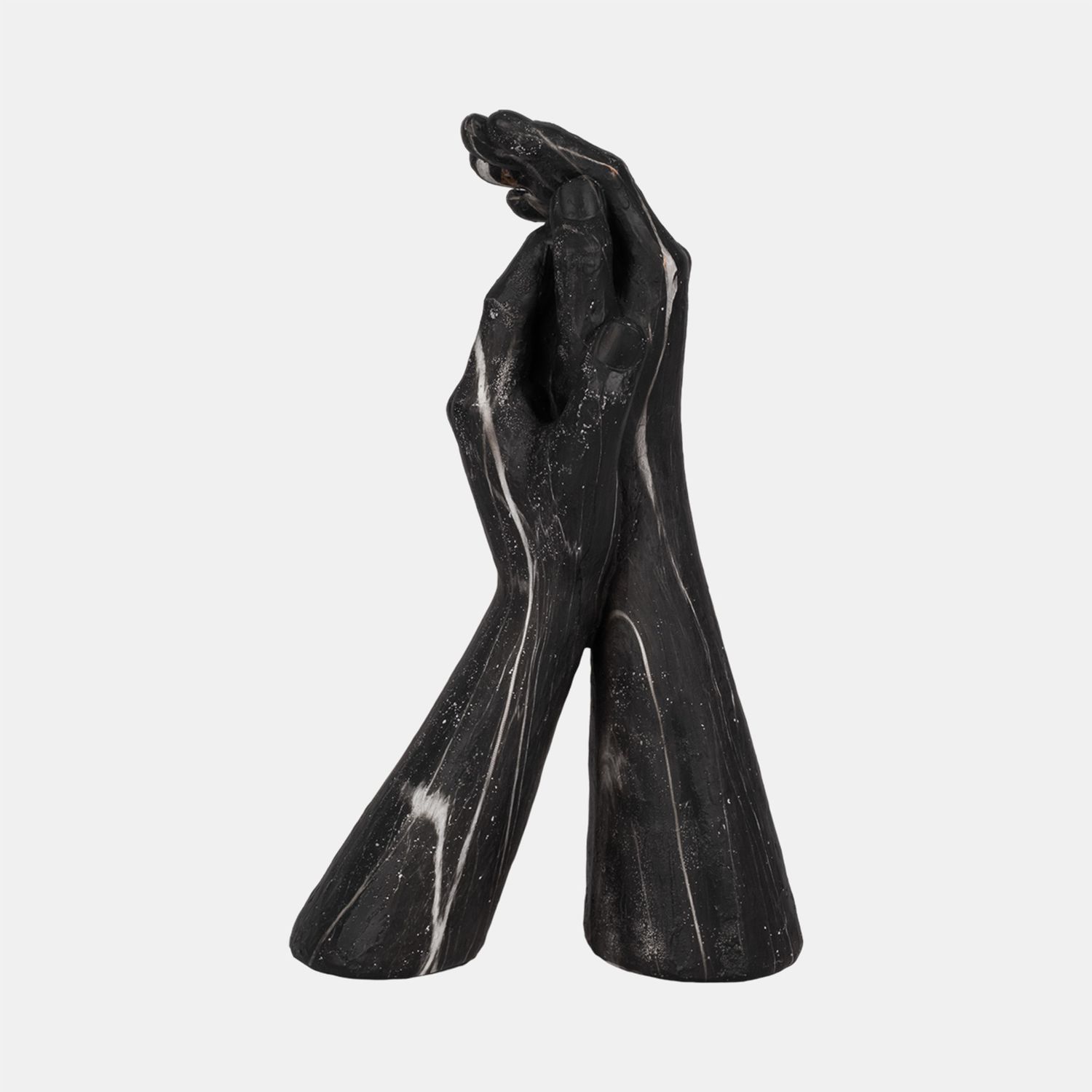 13&quot; MARBLED HANDS SCULPTURE, BLACK/WHITE