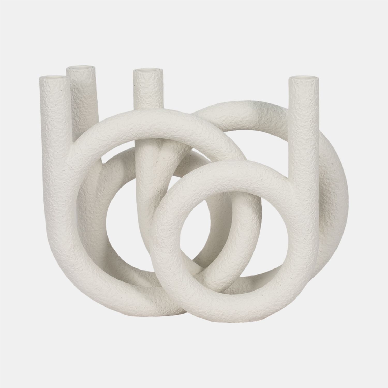 15&quot; LOOPED 4-TAPER CANDLEHOLDER, WHITE
