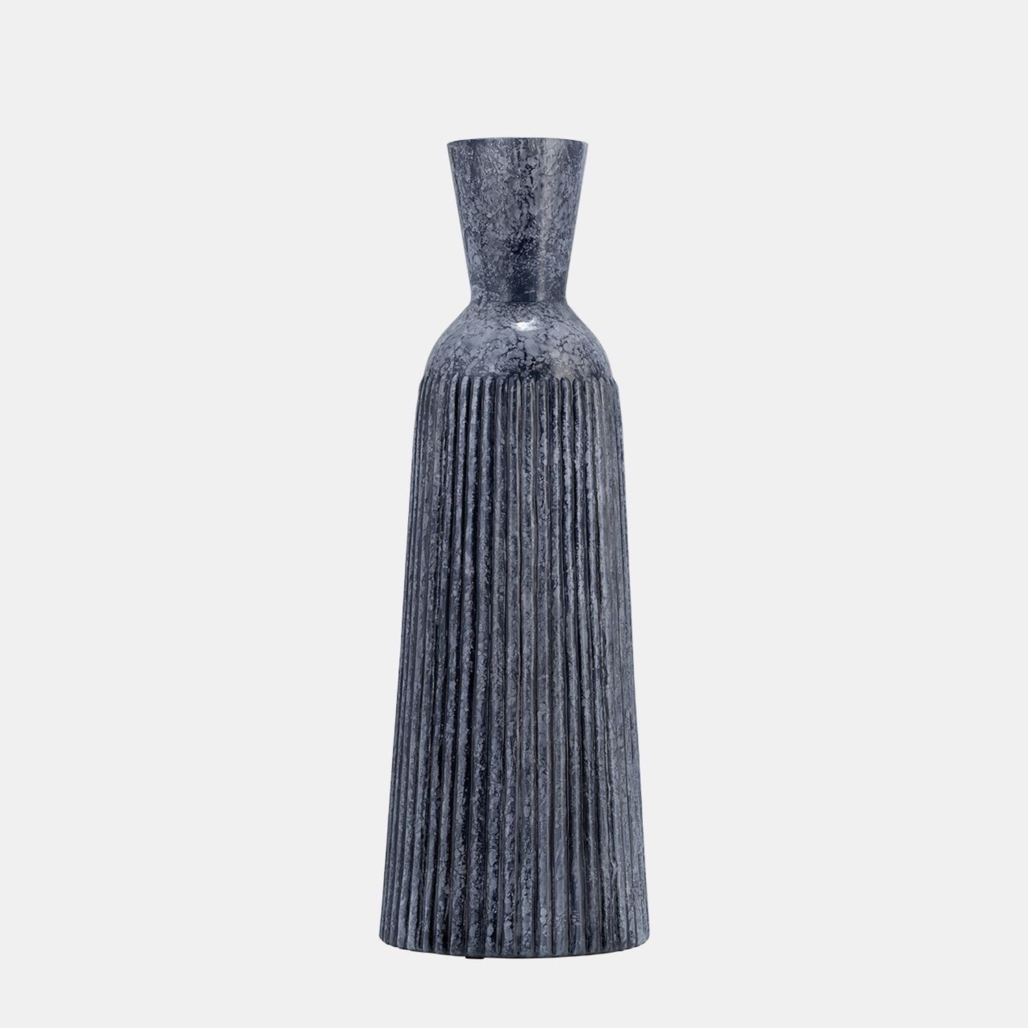 16&quot;, GROOVED GLASS VASE, BLUE