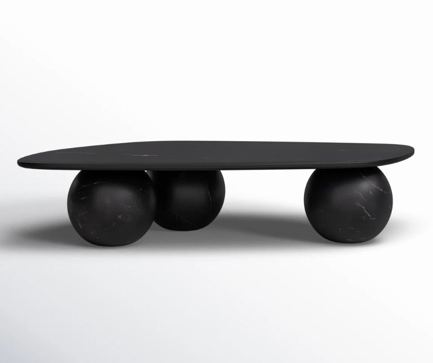 60&quot; Elliot Black Marble Coffee Table