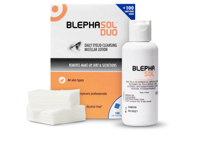 Blephasol® Duo – Eyelid Cleansing Micellar Lotion with 100 Lint-Free Pads (100ml)