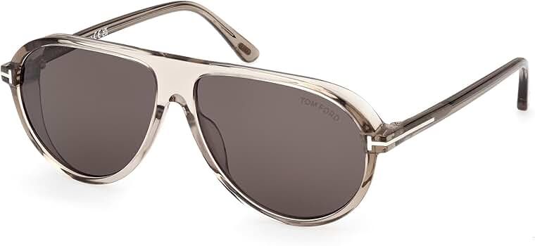 Tom Ford Marcus TF 1023 – Light Brown Crystal Acetate with Smoke Lenses