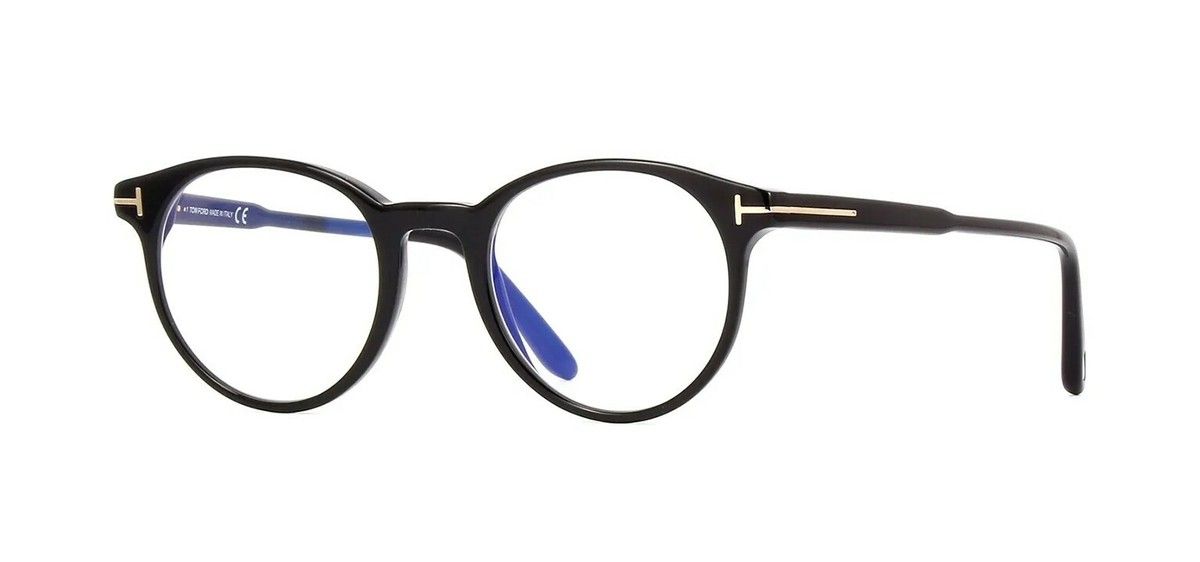 Tom Ford TF 5695-B Ophthalmic Eyeglasses – Shiny Black Acetate with Blue Block Lenses