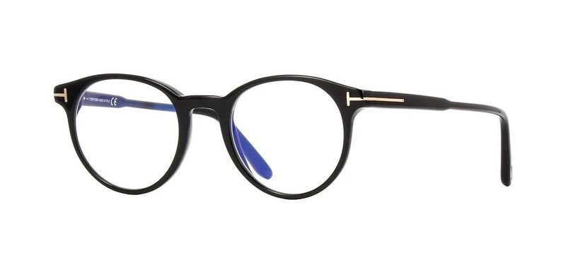 Tom Ford TF 5695-B Ophthalmic Eyeglasses – Shiny Black Acetate with Blue Block Lenses