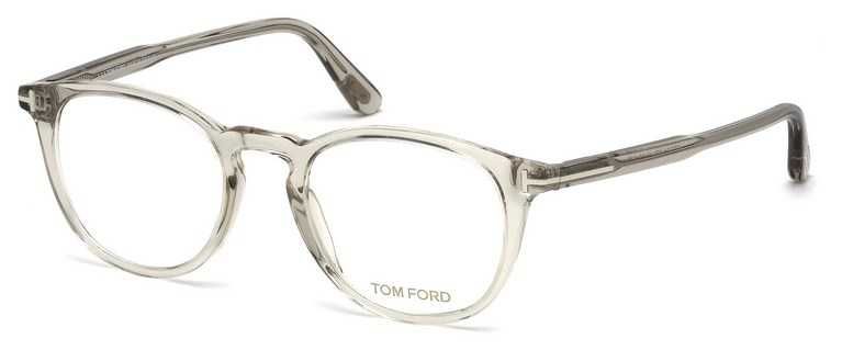 Tom Ford TF 5401 020 Eyeglasses – Transparent Grey Acetate with Signature “T” Temples