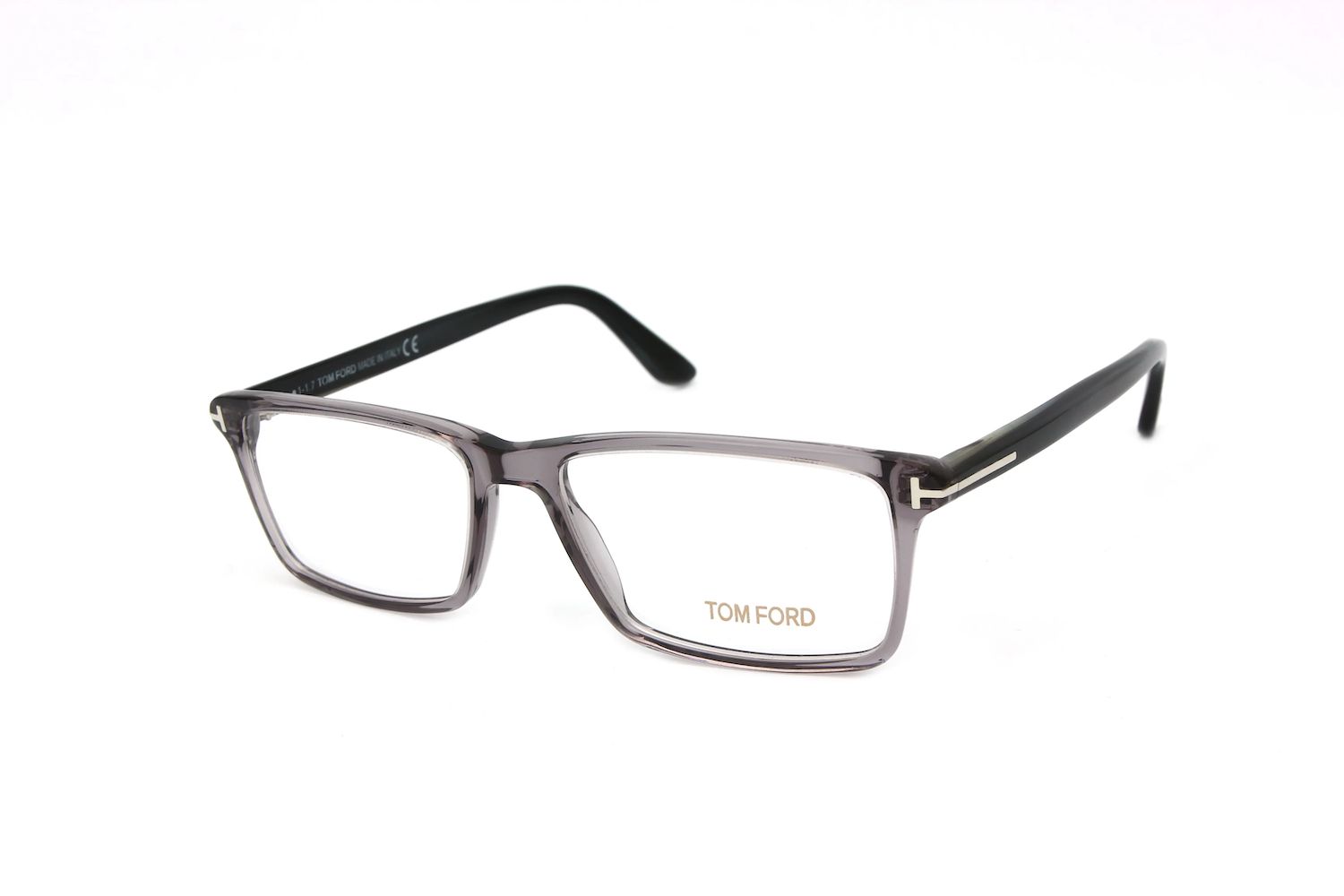 Tom Ford TF 5408 Eyeglasses – Transparent Grey Acetate with Signature “T” Temples