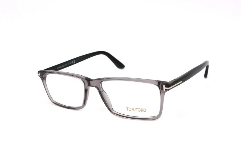 Tom Ford TF 5408 Eyeglasses – Transparent Grey Acetate with Signature “T” Temples
