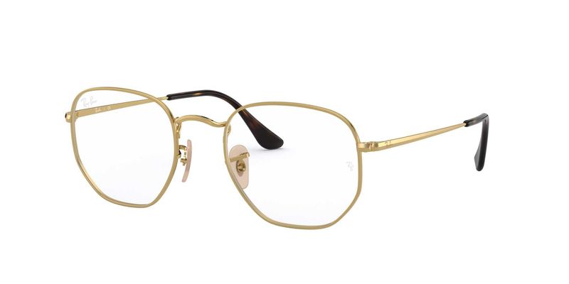 Ray-Ban RX6448 Eyeglasses – Gold Hexagonal Metal Frame with Retro-Modern Edge
