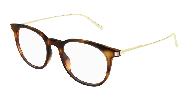 Saint Laurent SL 579 002 Eyeglasses – Havana Gold Acetate & Metal Combo Frame