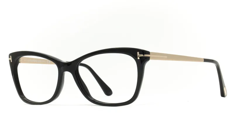 Tom Ford TF 5353 Eyeglasses – Shiny Black Acetate with Iconic “T” Temple Detailing
