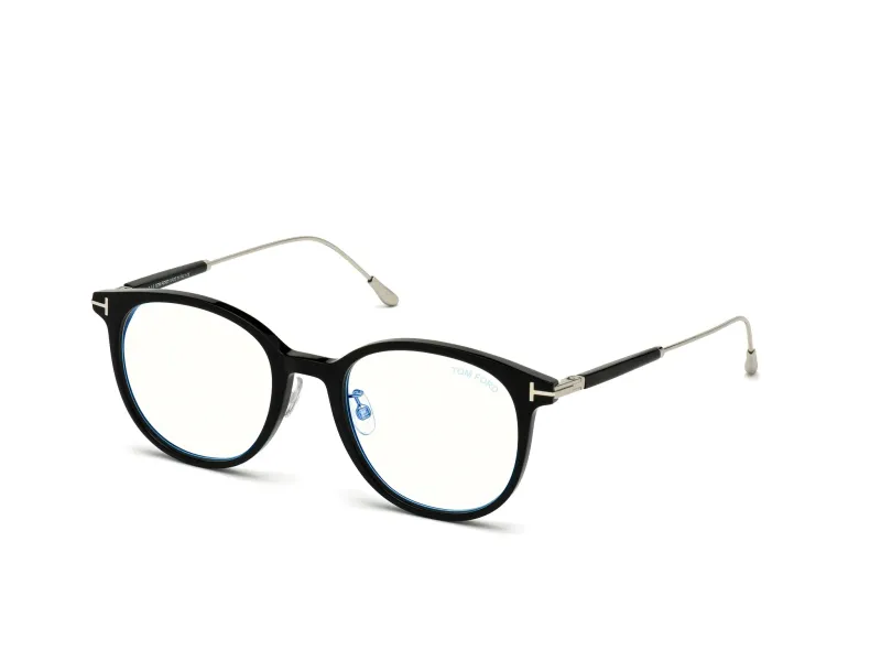 Tom Ford TF 5644 Ophthalmic Eyeglasses – Shiny Black Acetate with Palladium Temples
