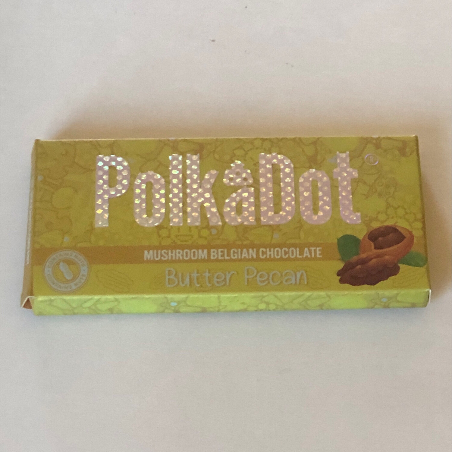 PolkaDot Psilocybin Magic Mushroom Belgian Chocolate Butter Pecan Bar 4g