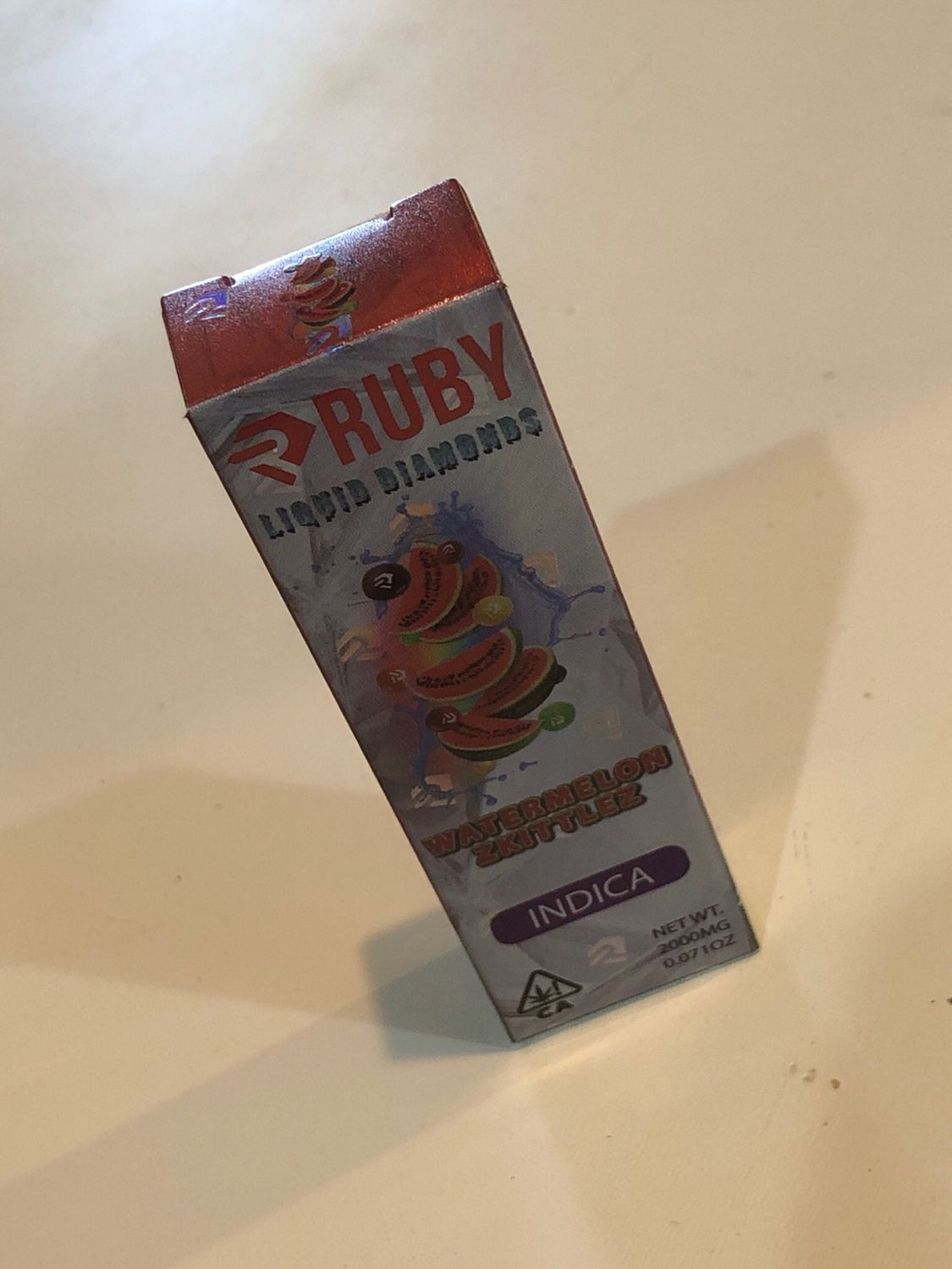 Ruby Disposable Cart Rechargeable 2g Liquid Diamonds Watermelon Zkittlez Indica