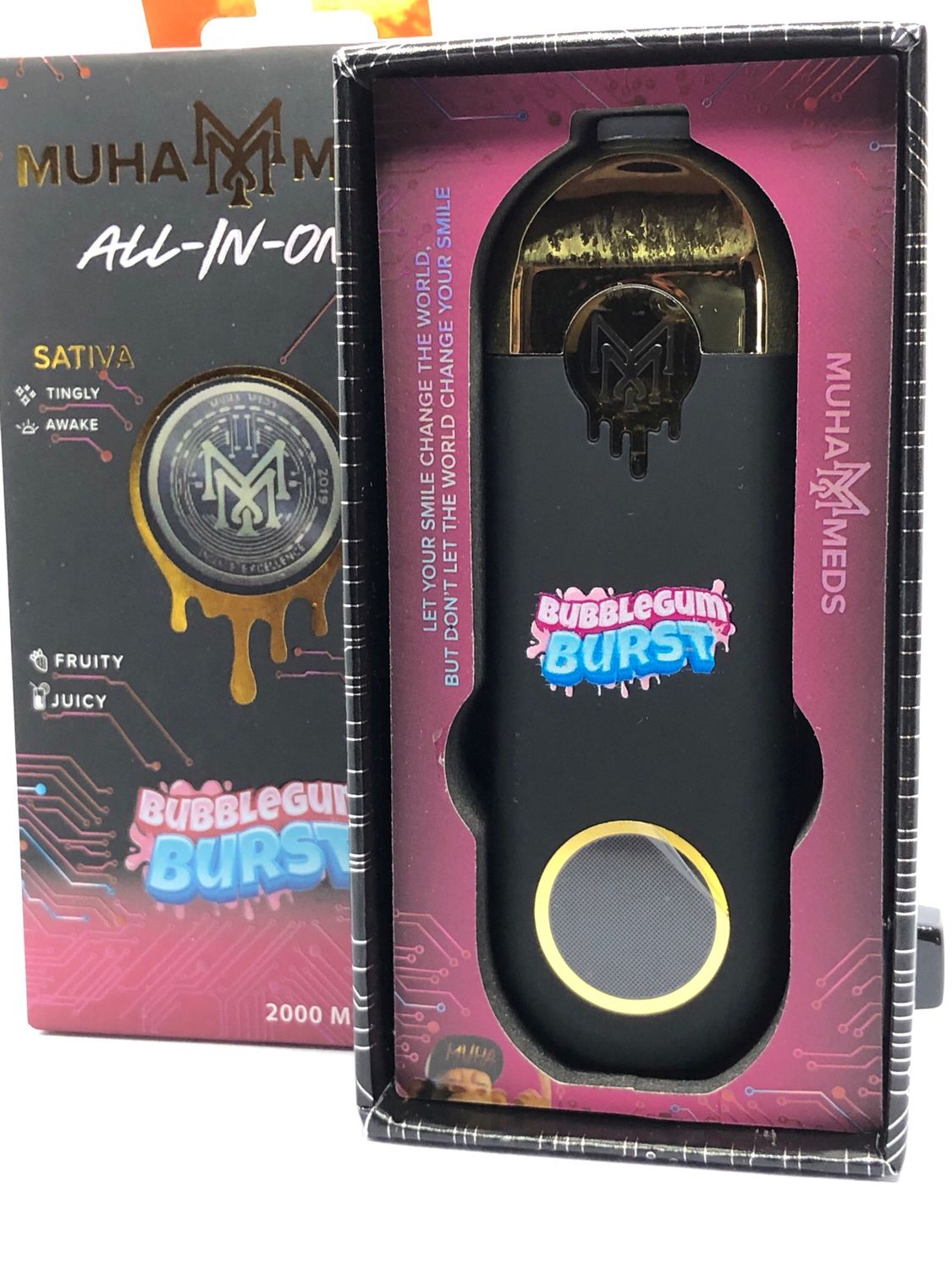 Muha Meds BubbleGum Burst Sativa 2g Disposable Rechargeable Cartridge