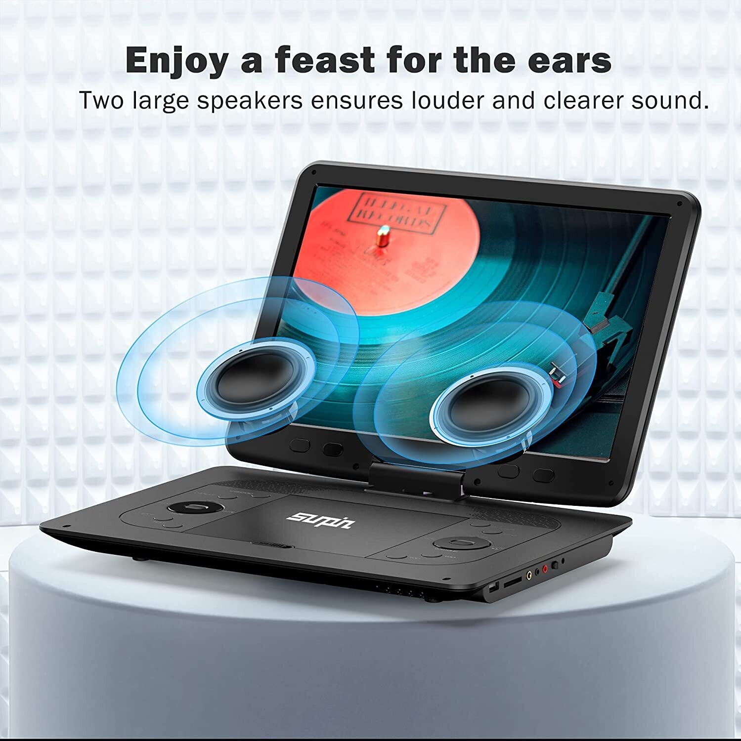 14.1'' Portable DVD Player, with swivel screen, comes with keys on the screen