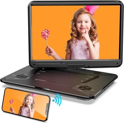 SUNPIN 17.9" Portable DVD Player with 15.6" Large HD Screen, Screen Mirroring, 6 Hours Rechargeable Battery, Support Dolby Digital/USB Driver/Sync TV and All Region Discs, High Volume Speaker, Black SUNPIN 17.9" Portable DVD Player with 15.6" Large HD Screen, Screen Mirroring, 6 Hours Rechargeable Battery, Support Dolby Digital/USB Driver/Sync TV and All Region Discs, High Volume Speaker, Black