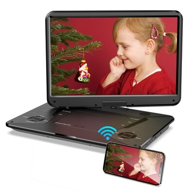 SUNPIN 17.9" Portable DVD Player with 15.6'' Large HD Swivel Screen, Screen Mirror Function, HDMI Input, Dolby Digital, 6 Hours Rechargeable Battery, Support USB and Multiple Disc Formats, Sync TV SUNPIN 17.9" Portable DVD Player with 15.6'' Large HD Swivel Screen, Screen Mirror Function, HDMI Input, Dolby Digital, 6 Hours Rechargeable Battery, Support USB and Multiple Disc Formats, Sync TV