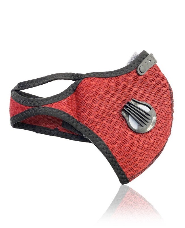 Red Sports Mask w/ Filters &amp; Exhalation Values