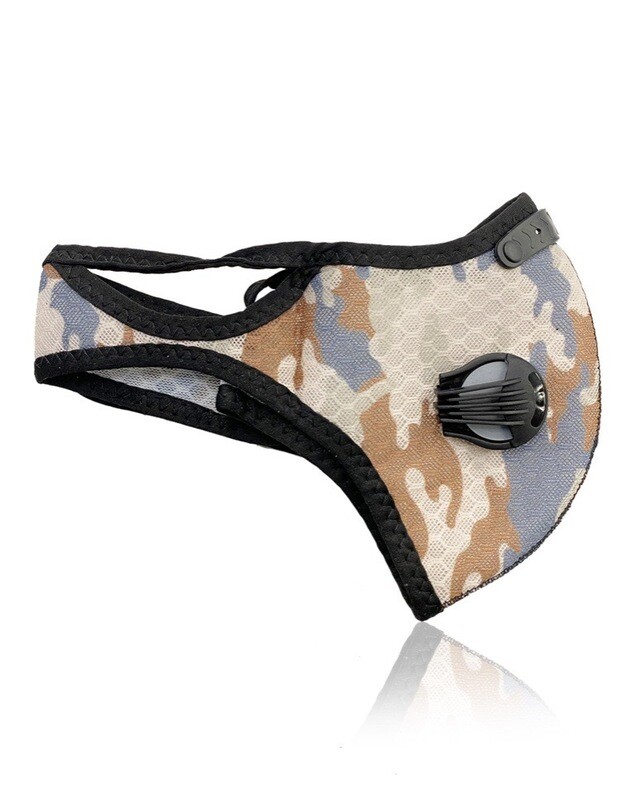 Camouflage Sports Mask w/ Filters &amp; Exhalation Values