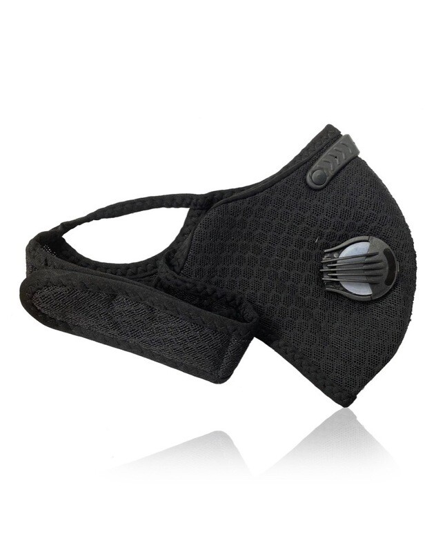 Black Sports Mask w/ Filters &amp; Exhalation Values