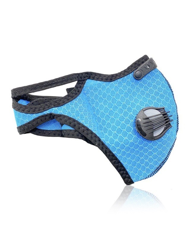 Light Blue Sports Mask w/ Filters &amp; Exhalation Values