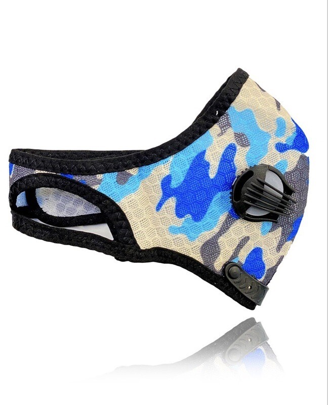 Camouflage Sports Mask w/ Filters &amp; Exhalation Values
