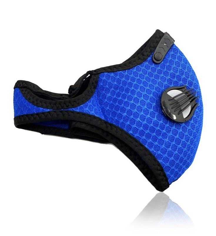 Blue Sports Mask w/ Filters &amp; Exhalation Values