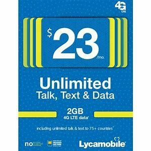 Lycamobile $23 Unlimited 30 Day Plan with International Calling