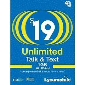 Lycamobile $19 Unlimited 30 Day Plan