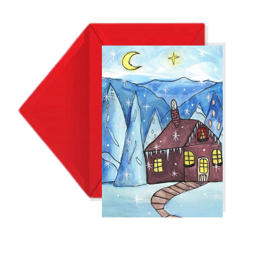 &quot;Snowy Cabin&quot; Holiday Greeting Card Set