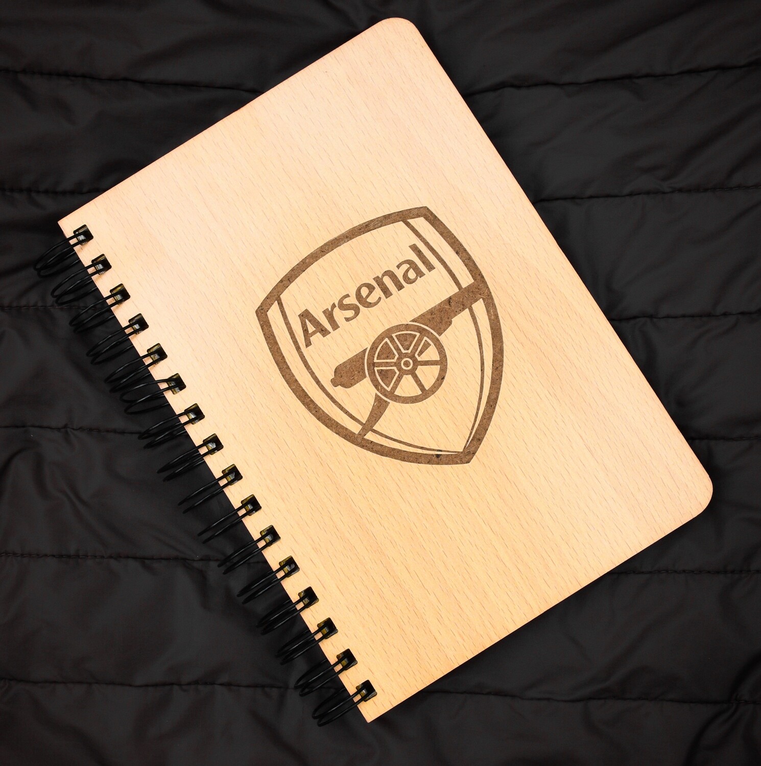 Arsenal FC Diary Notebook with Engraved Wooden Cover