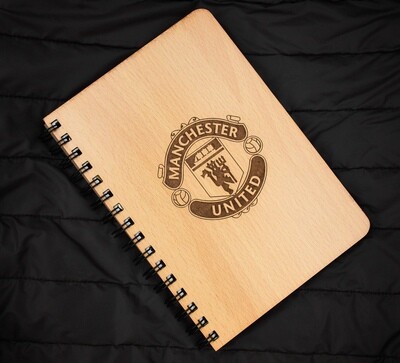 Manchester United Diary Notebook with Engraved Wooden Cover