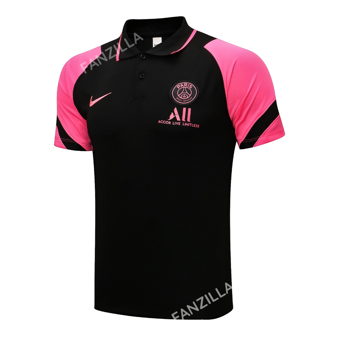 PSG Paris Saint Germain Black [Pink Sleeves] Polo