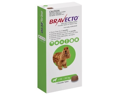 Bravecto 10-20kg 1 Tab GREEN