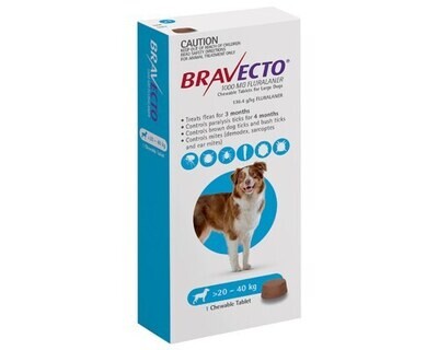 Bravecto 20-40kg 1 Tab BLUE