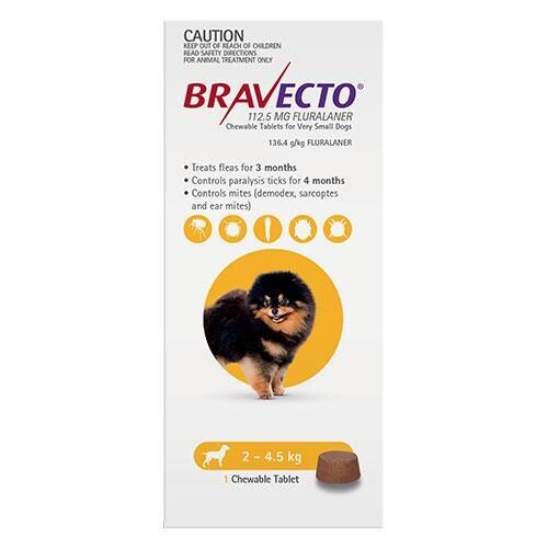 Bravecto 2-4.5kg 1 Tab YELLOW