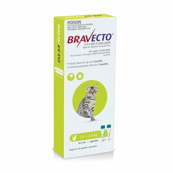 Bravecto CAT GREEN 1.2 - 2.8Kg 2Pk