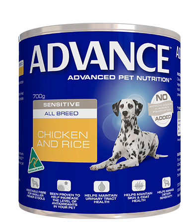 Advance Dog Sensitive Skin Chkn &amp; Rice Tin 700g