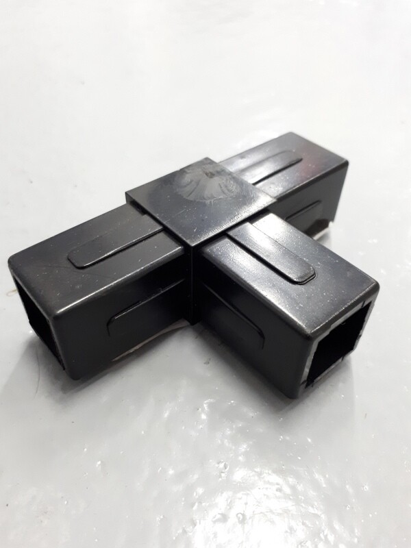 ALUM SQUARE TUBE 25mm 3-way &#39;T&#39; Black