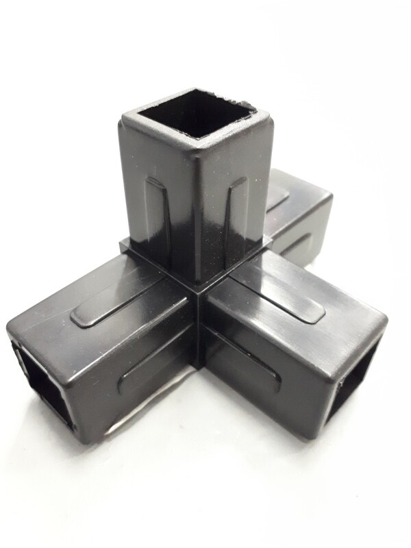 ALUM SQUARE TUBE 25mm 4-way &#39;Y&#39; Black
