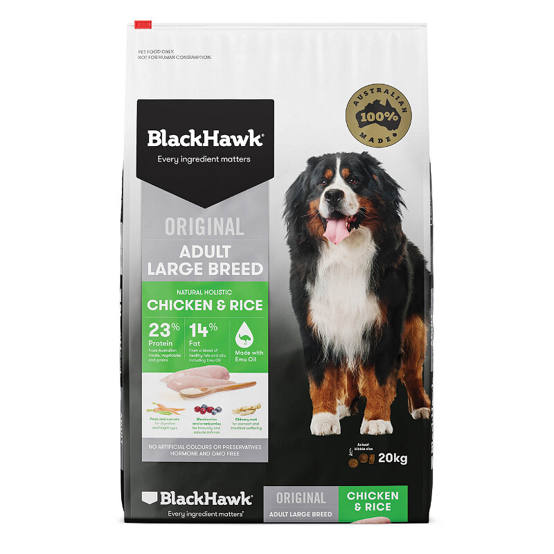 BlackHawk Adult Lg Breed Chicken and Rice 20kg