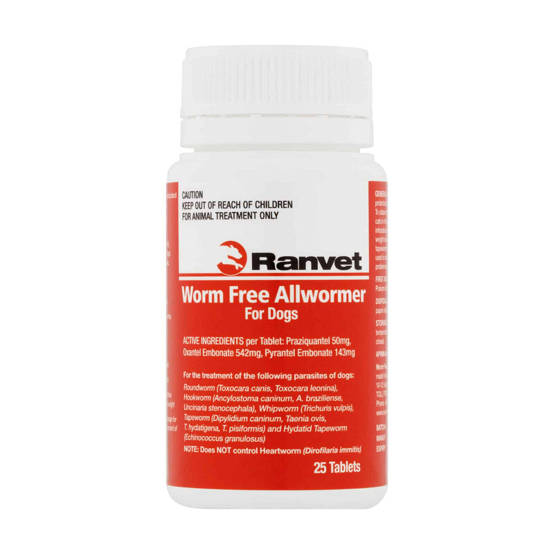 Ranvet Worm Free 10kg Tab -25s