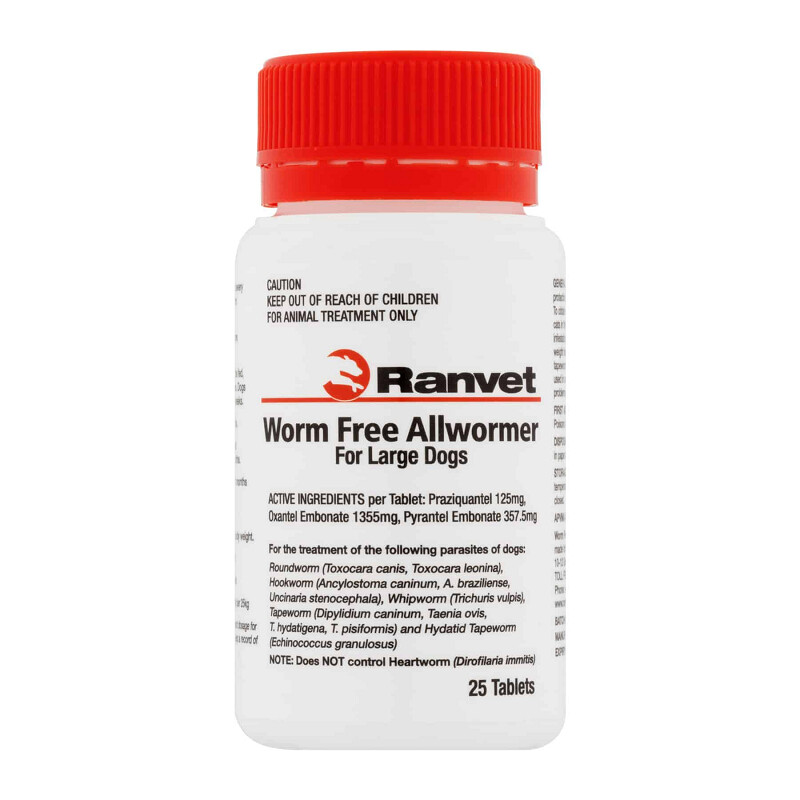 Ranvet Worm Free 25kg Tab - 25s