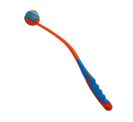 Scream DELUXE GRIP BALL LAUNCHER SML Loud Orange/Blue 46cm (Small 5cm Ball)