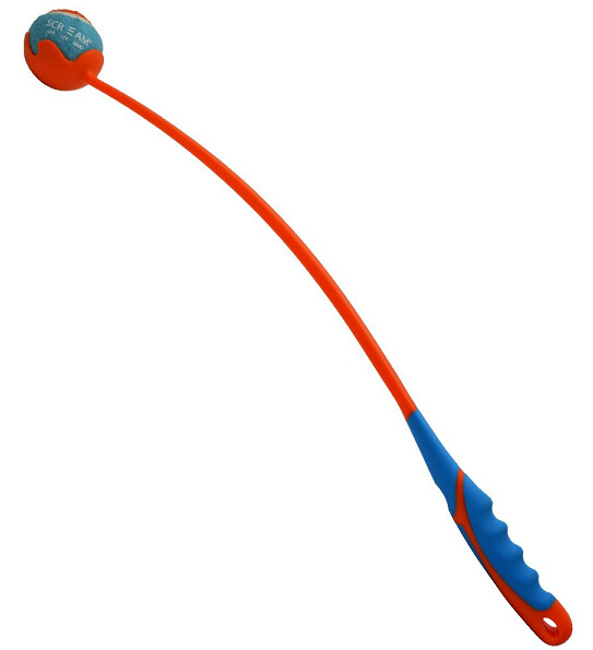 Scream DELUXE GRIP BALL LAUNCHER MED Loud Orange/Blue 65cm (Medium 6.5cm Ball)