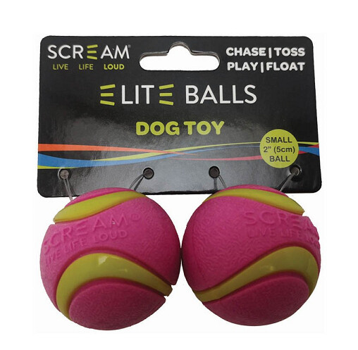 Scream ELITE BALL Loud Green &amp; Pink 2pk - Small 5cm