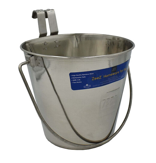 ZEEZ SS FLAT SIDED BUCKET PAIL 3.7Litres - TWO HOOKS